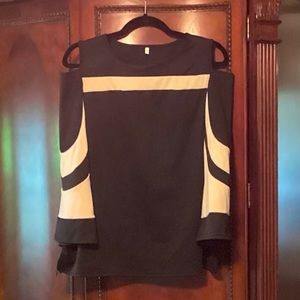 Black and Cream “cold shoulder” top